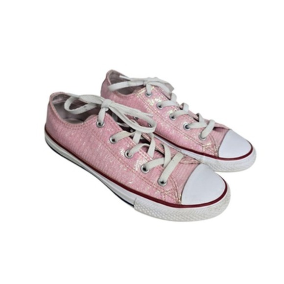 Converse Other - Converse All Star Shoes Junior Size 3 Pink Iridescent Low Top Glitter Sneakers